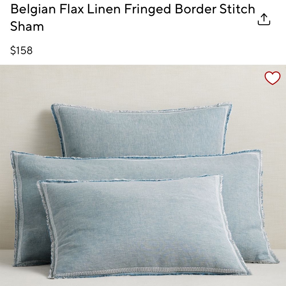 NWT Pottery Barn Set of 2 Belgian Flax Linen King Shams in Chambray